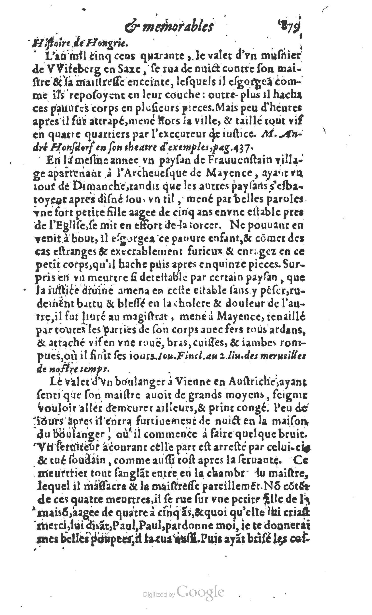 1610 - Paul Marceau - Trésor d’histoires admirables et mémorables - Princeton