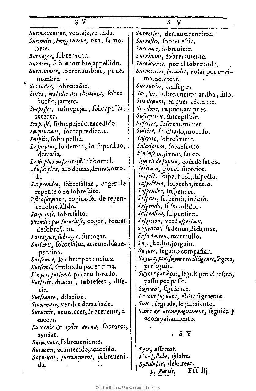 1607 - Marc Orry - Trésor des deux langues espagnole et française (Première et Seconde parties) - BU Tours