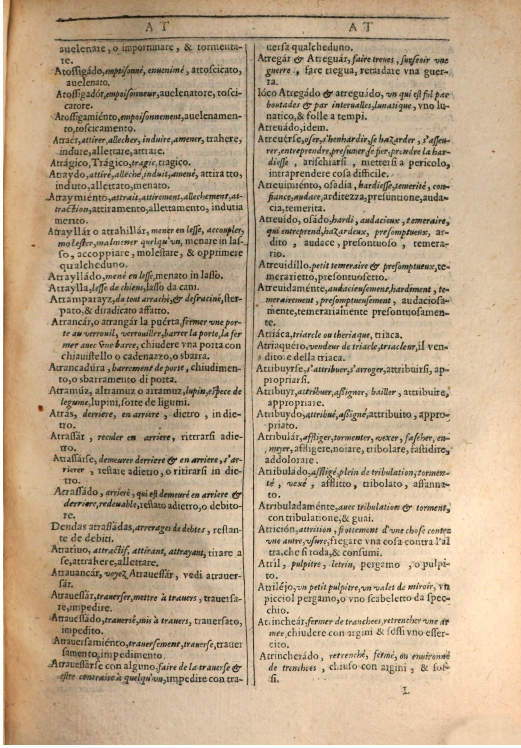 1609 - Philippe Albert et Alexandre Pernet - Trésor des trois langues française, italienne et espagnole (Première partie) - BSB Munich