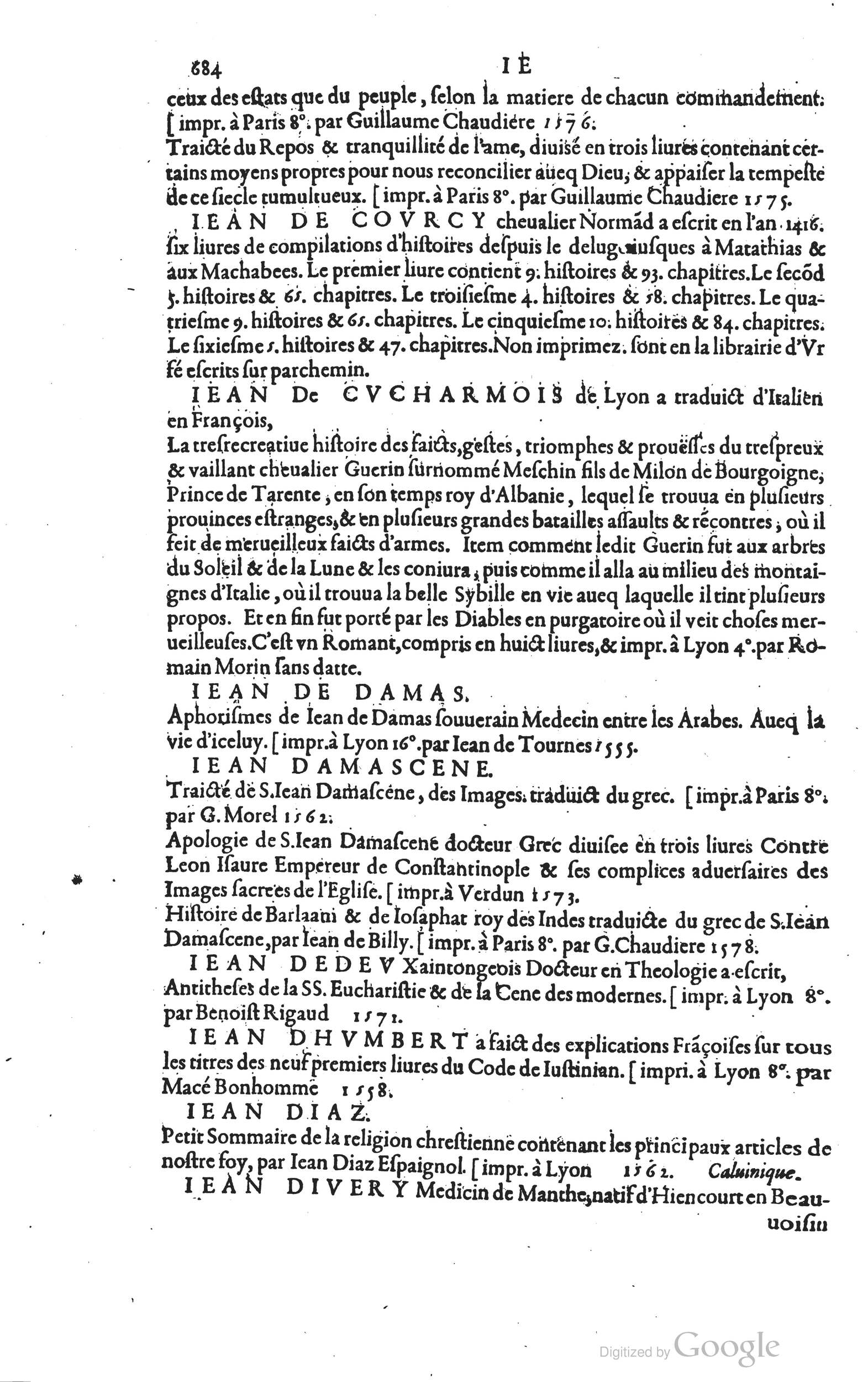 1585 - Barthélemy Honorat - Bibliothèques françaises - BSB Munich