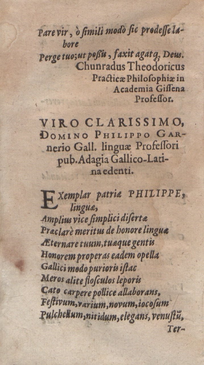 1612 - Dominicus Custos - Trésor des proverbes français  - Bibliopol-Olomuc