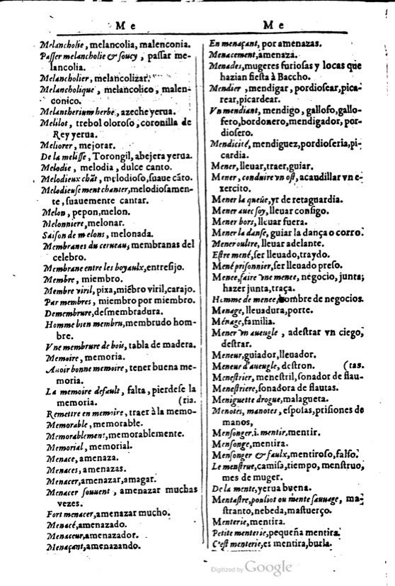 1616 - Veuve Marc Orry - Trésor des deux langues espagnole et française (Première et Seconde parties) - BM Lyon