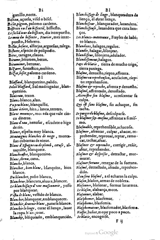 1621 - Adrian Tiffaine - Trésor des deux langues espagnole et française - BM Lyon