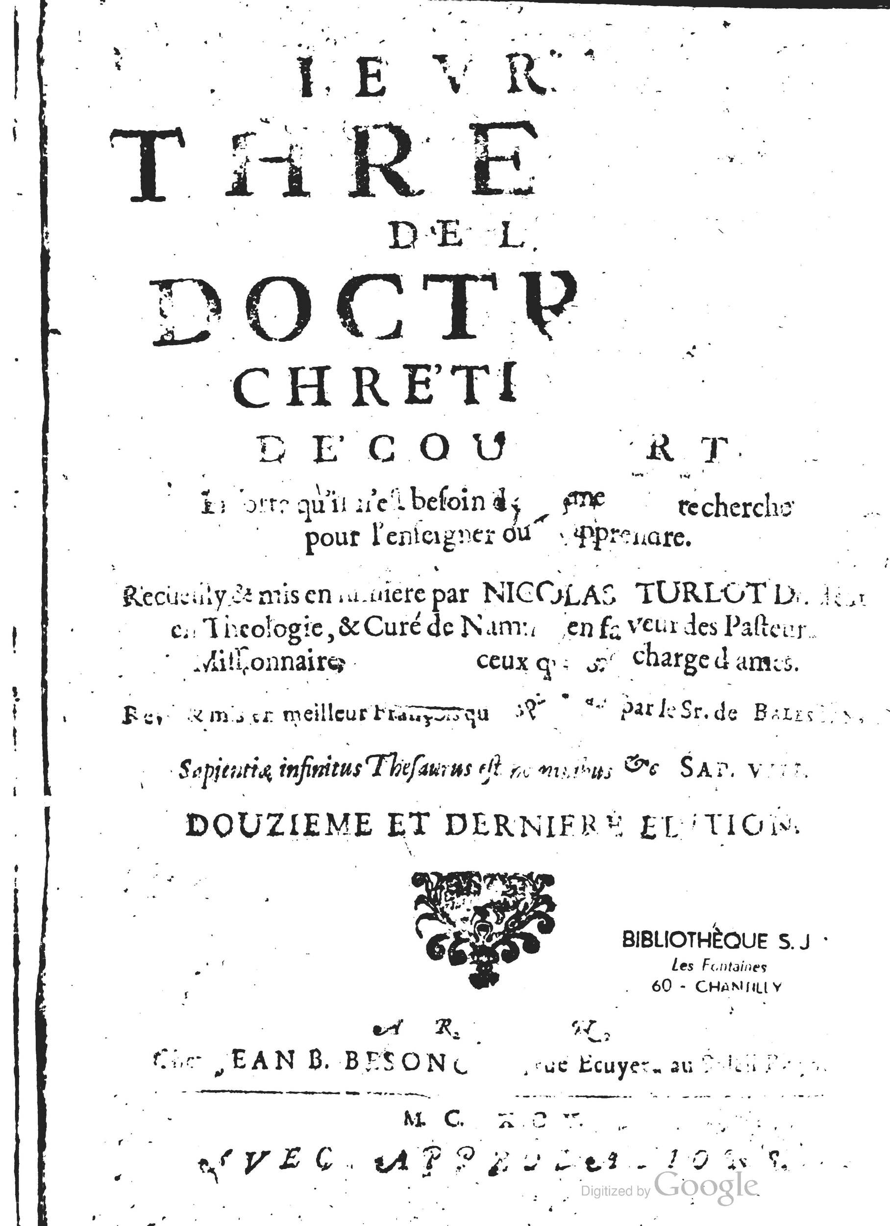 1660 [?] - Jean Besongne - Vrai Trésor de la doctrine chrétienne - BM Lyon