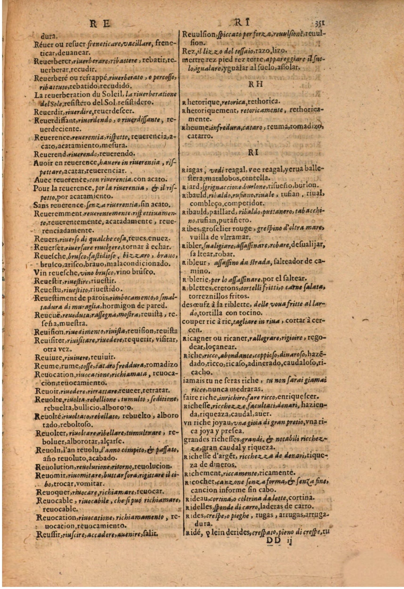 1616 - Pierre de la Rovière - Trésor des trois langues (Seconde partie) - BSB Munich