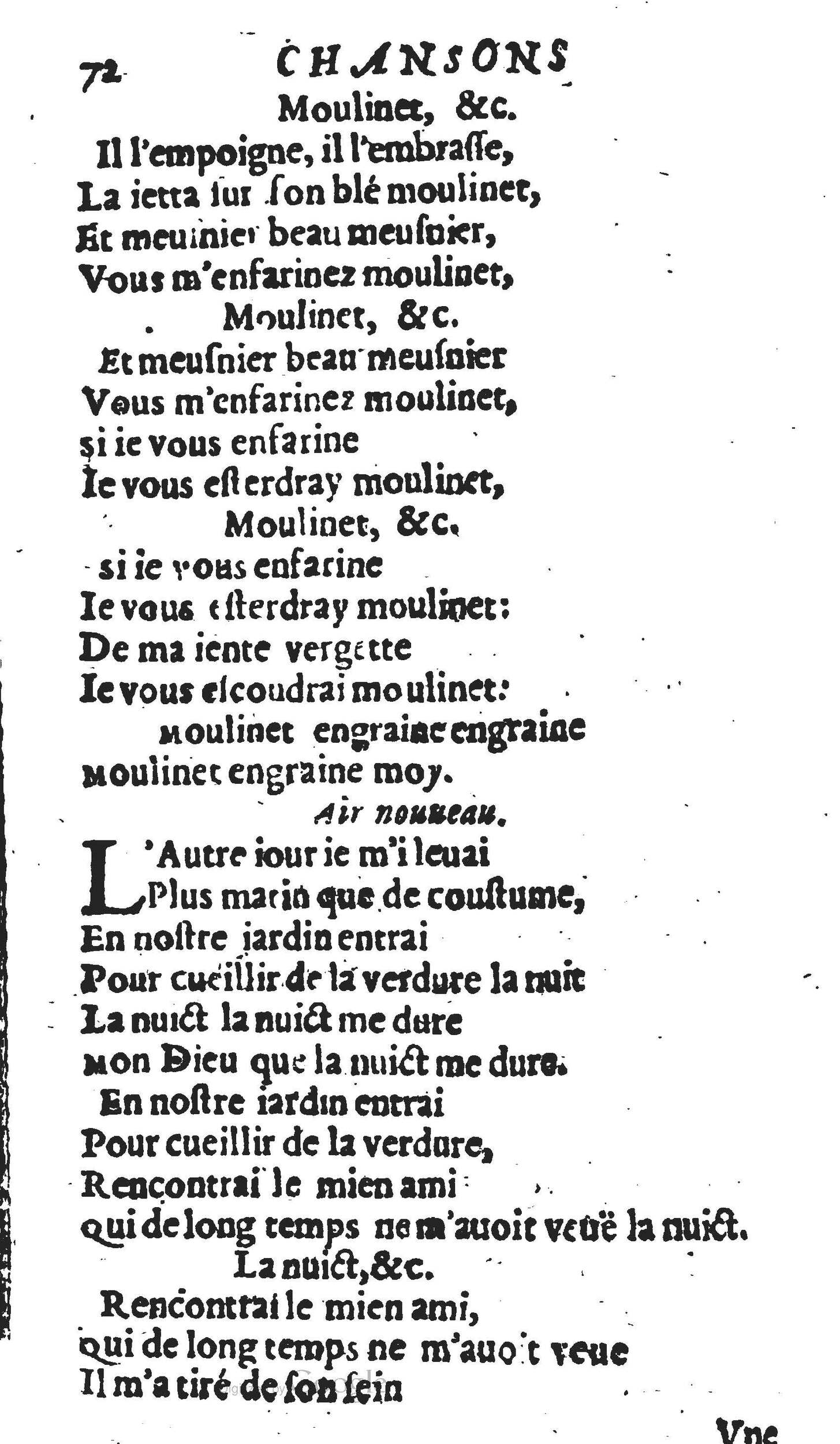1606 - Théodore Reinsart - Trésor des chansons amoureuses recueillies des plus excellents airs de cour - Livre II - NK ČR Prague
