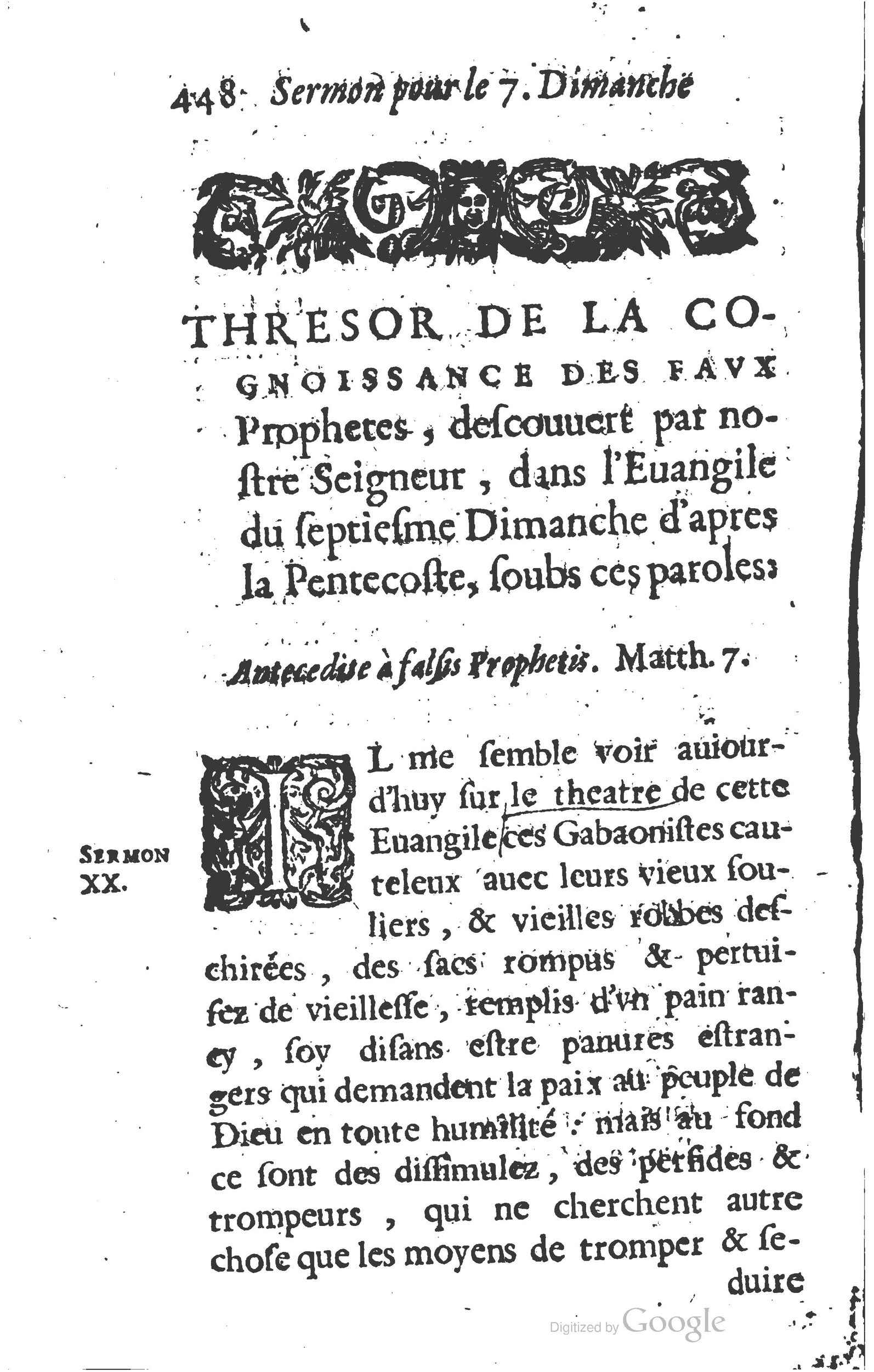 1629 - Manassés de Préaulx - Sermons ou Trésors de la piété chrétienne - BM Lyon