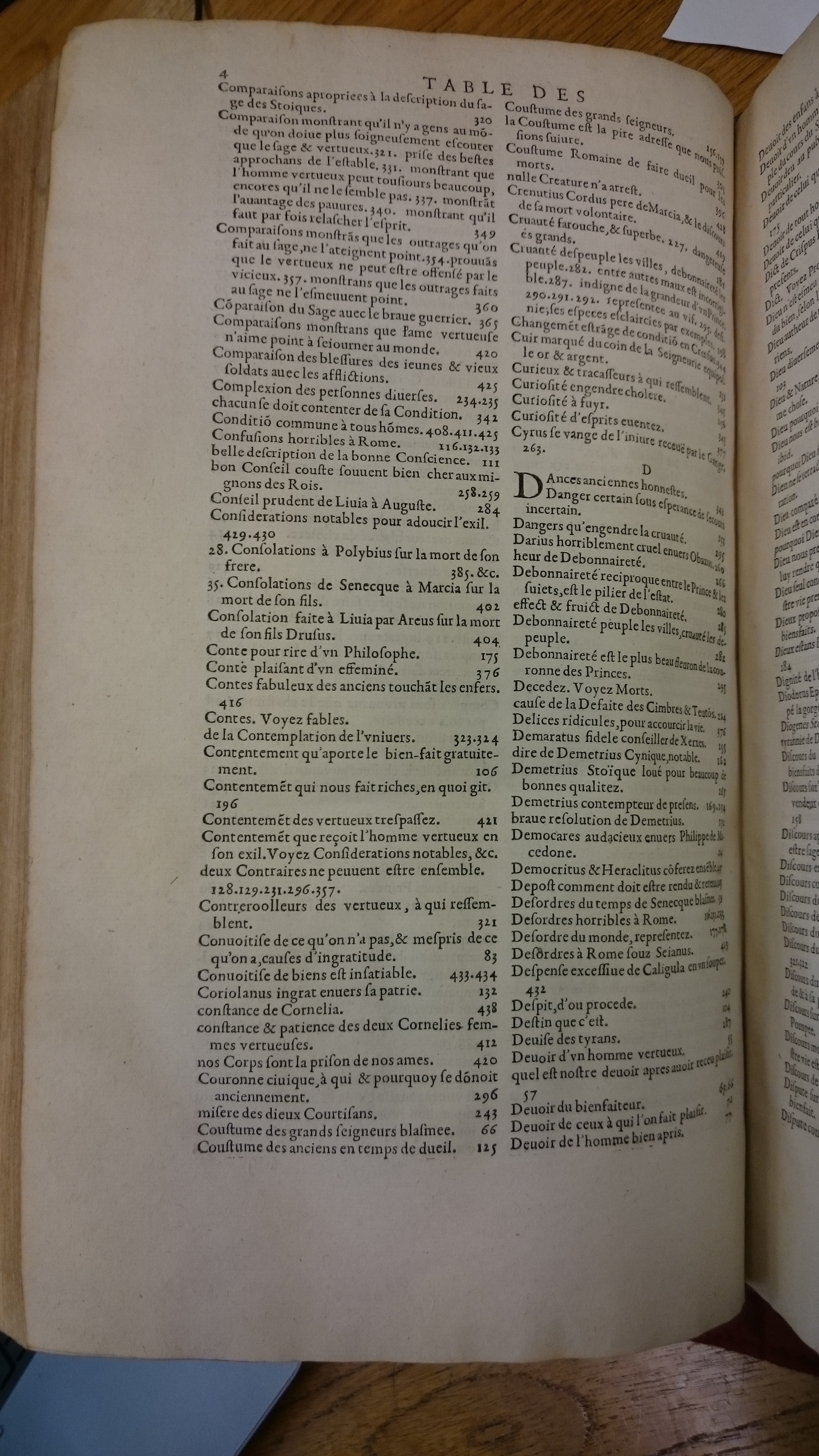 1598 - Jean Houzé - Œuvres morales et mêlées de Sénèque, Trésor de philosophie morale - BM Lyon
