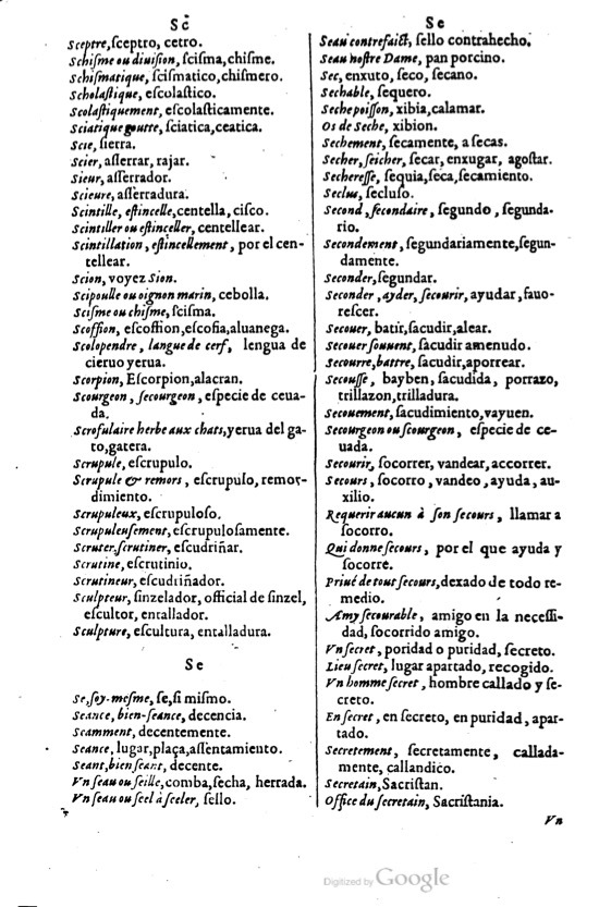 1621 - Adrian Tiffaine - Trésor des deux langues espagnole et française - BM Lyon