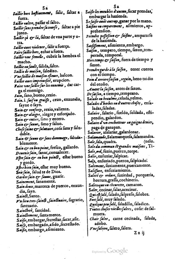 1621 - Adrian Tiffaine - Trésor des deux langues espagnole et française - BM Lyon