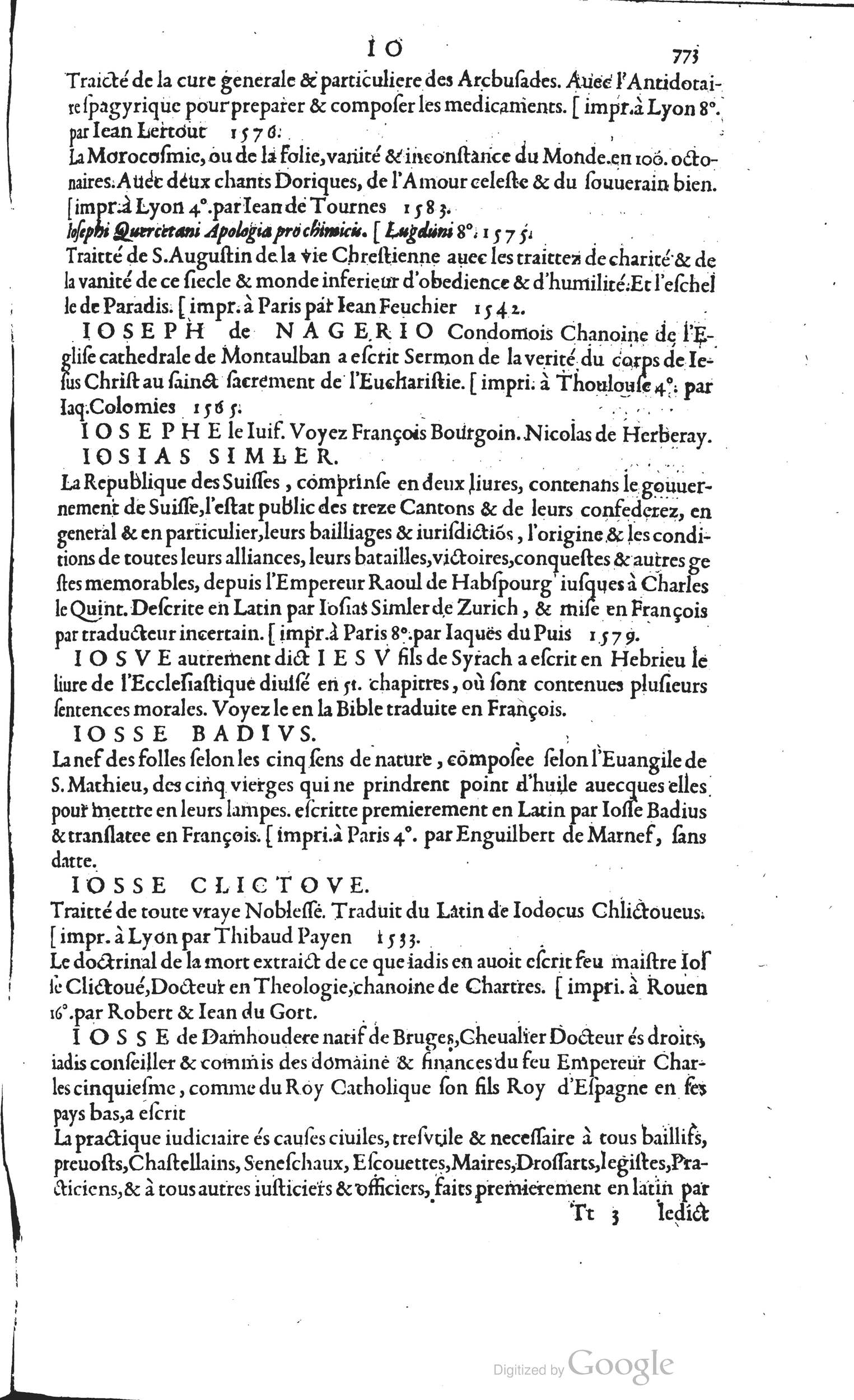 1585 - Barthélemy Honorat - Bibliothèques françaises - BSB Munich