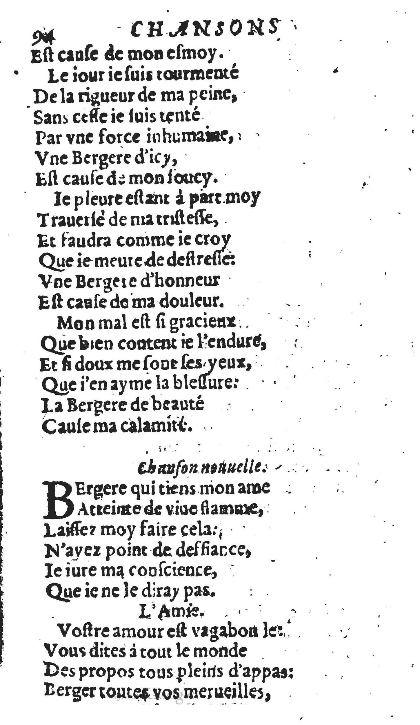 1606 - Théodore Reinsart - Trésor des chansons amoureuses recueillies des plus excellents airs de cour - Livre II - NK ČR Prague