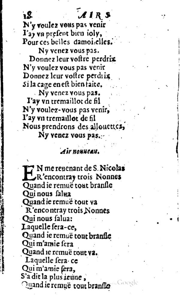 1606 - Théodore Reinsart - Trésor des chansons amoureuses recueillies des plus excellents airs de cour - Livre I - NK ČR Prague 1606 - Théodore Reinsart - Trésor des chansons amoureuses recueillies des plus excellents airs de cour - Livre I - NK ČR Prague