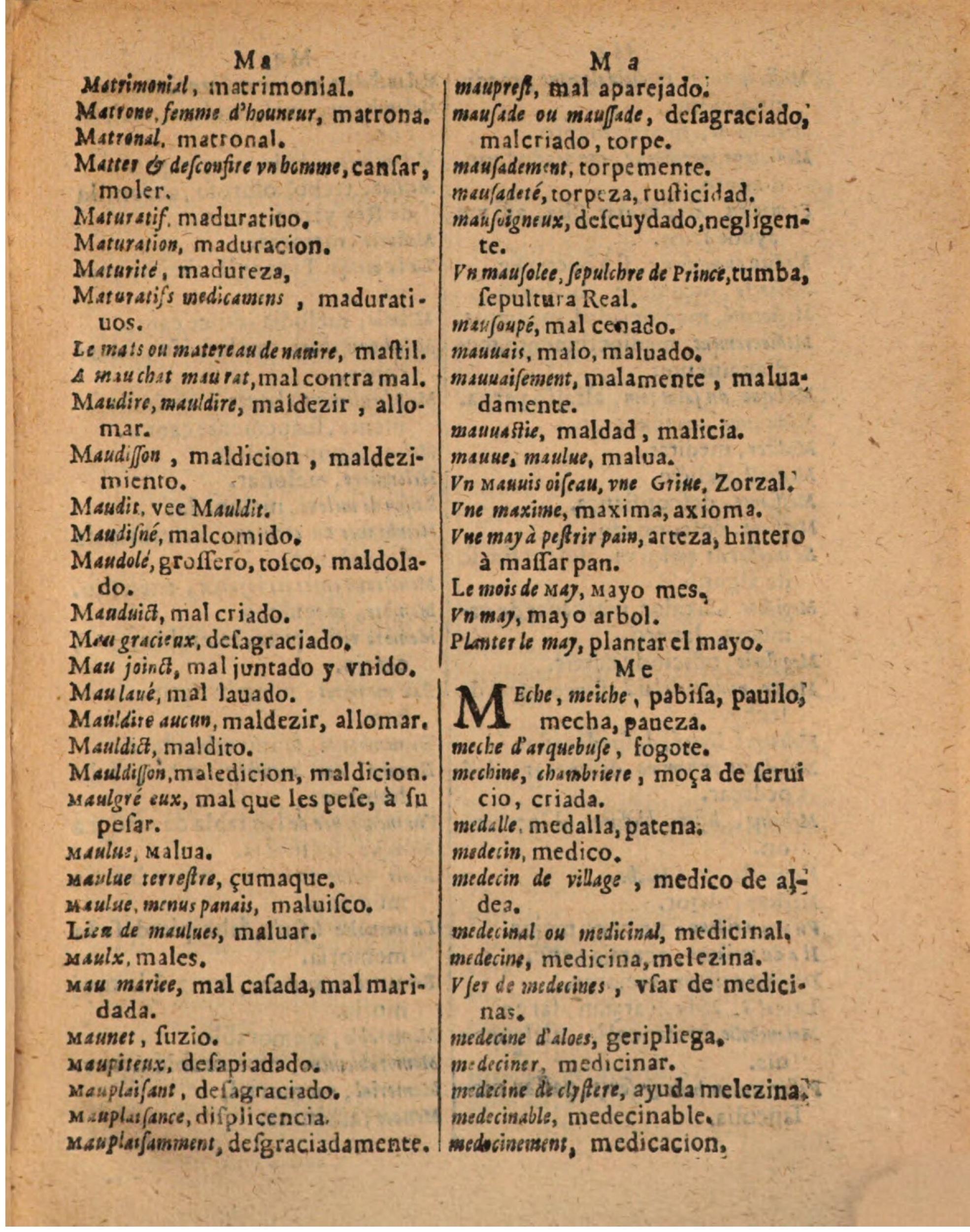 1624 - Hubert Antoine - Trésor des deux langues espagnole et française (Seconde partie) - BSB Munich