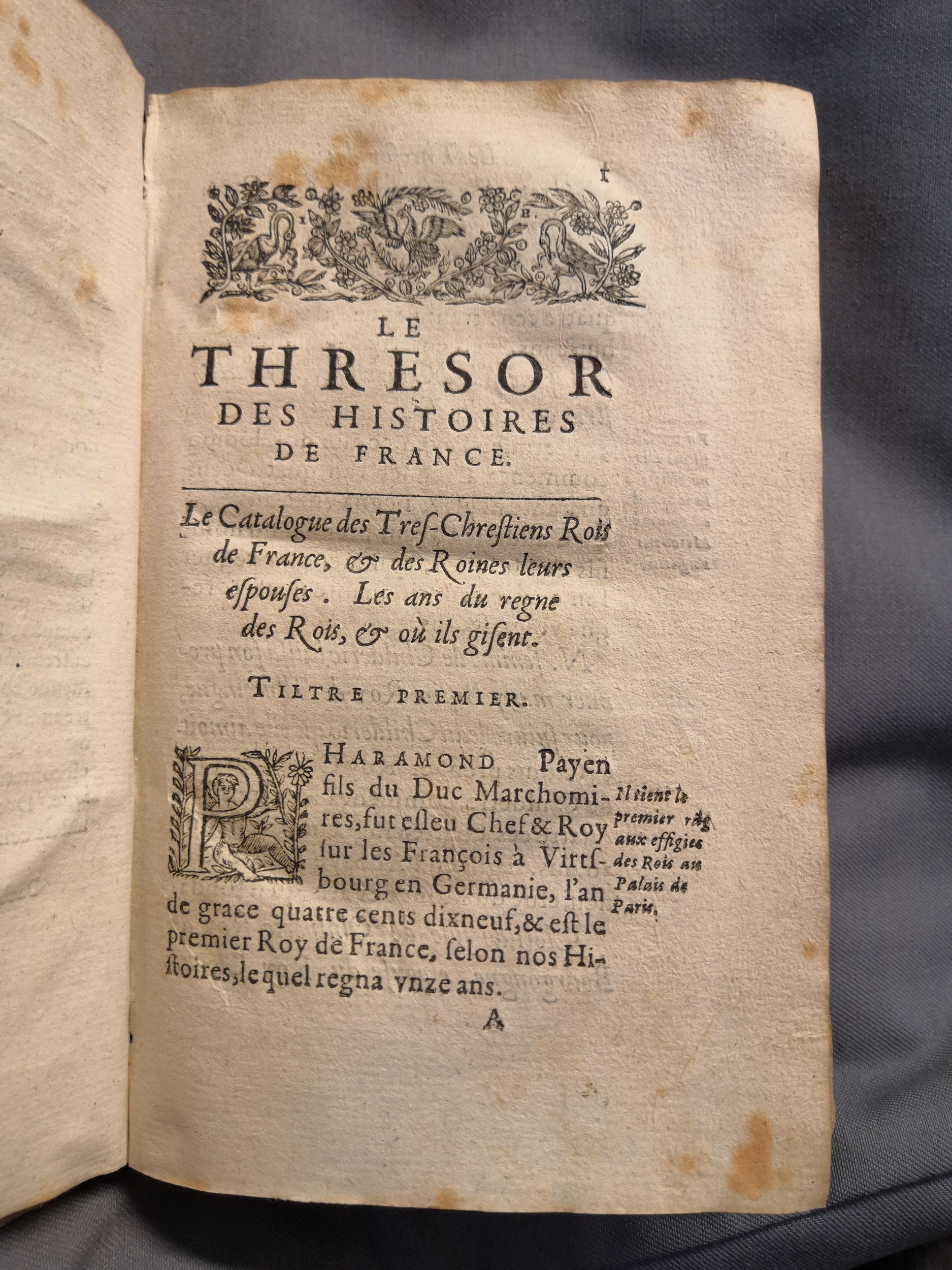 1614 - Jean Corrozet - Trésor des histoires de France - Amsterdam