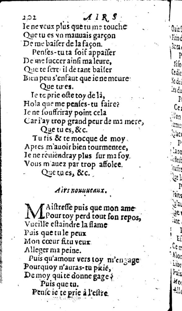 1606 - Théodore Reinsart - Trésor des chansons amoureuses recueillies des plus excellents airs de cour - Livre I - NK ČR Prague