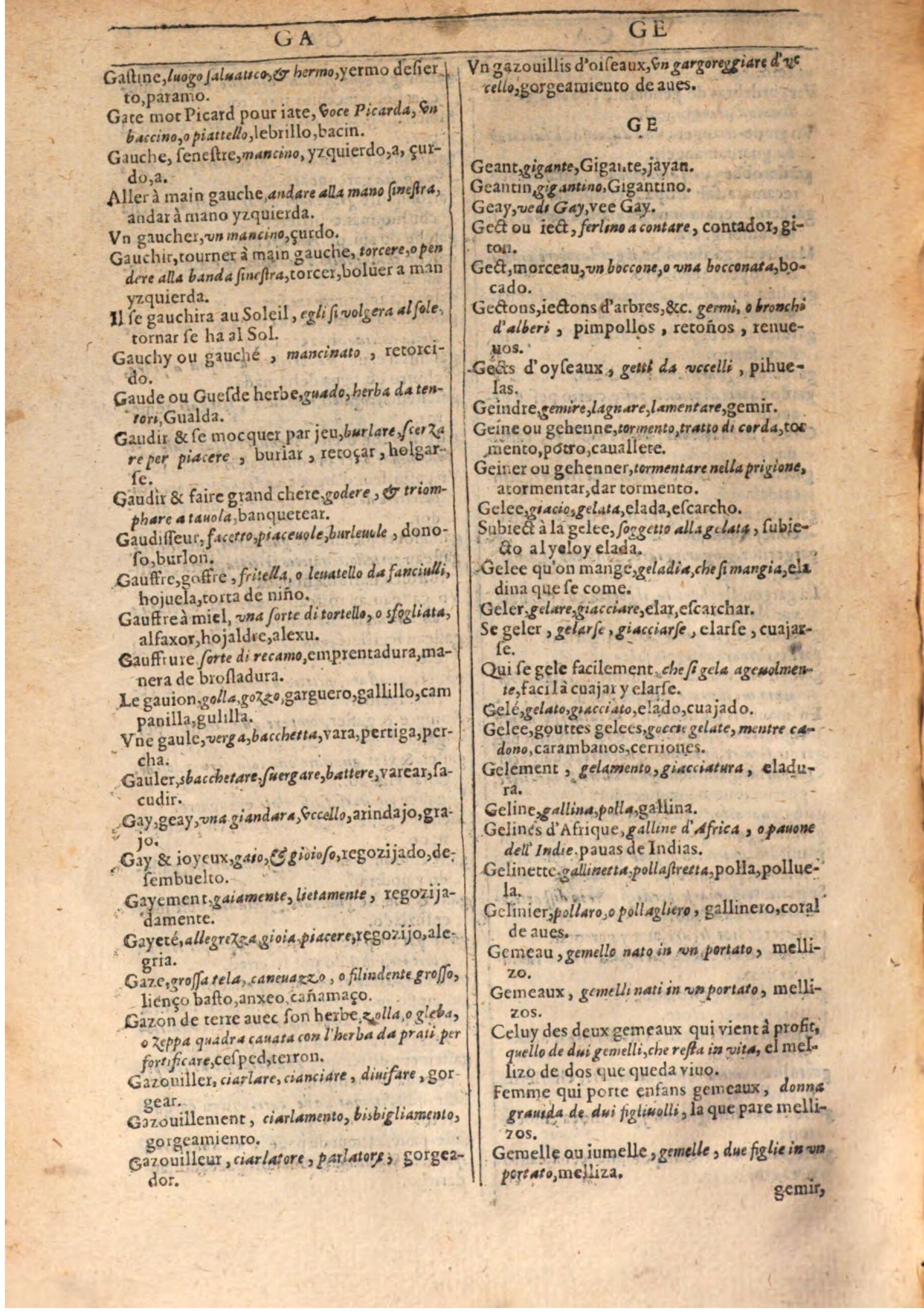 1609 - Philippe Albert et Alexandre Pernet - Trésor des trois langues française, italienne et espagnole (Seconde partie) - BSB Munich 1609 - Philippe Albert et Alexandre Pernet - Trésor des trois langues française, italienne et espagnole (Seconde partie) - BSB Munich