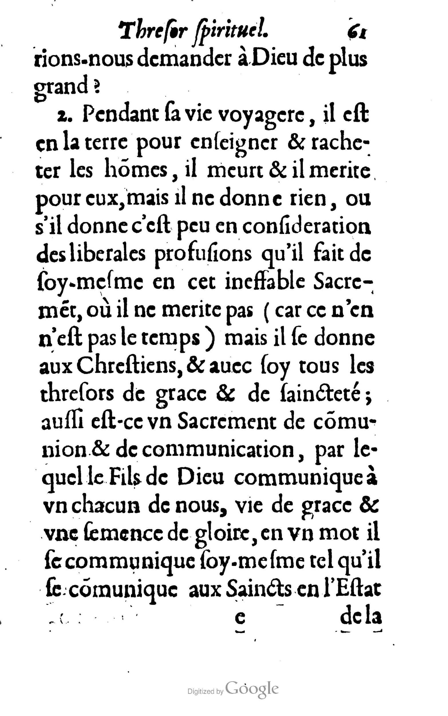 1633 - François Waudré - Trésor spirituel contenant les excellences du christianisme - BM Lyon