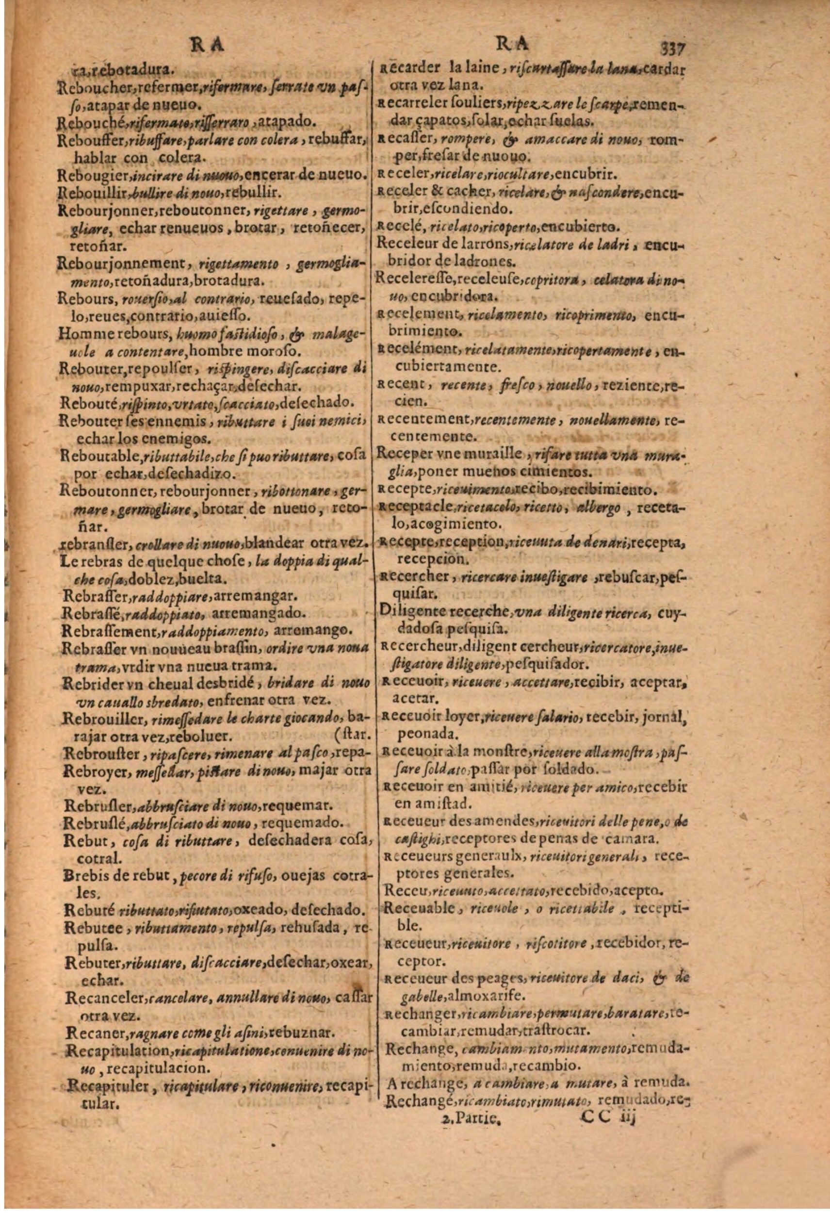 1616 - Pierre de la Rovière - Trésor des trois langues (Seconde partie) - BSB Munich