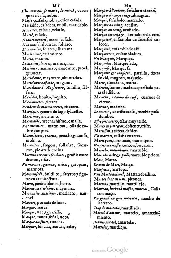 1621 - Adrian Tiffaine - Trésor des deux langues espagnole et française - BM Lyon