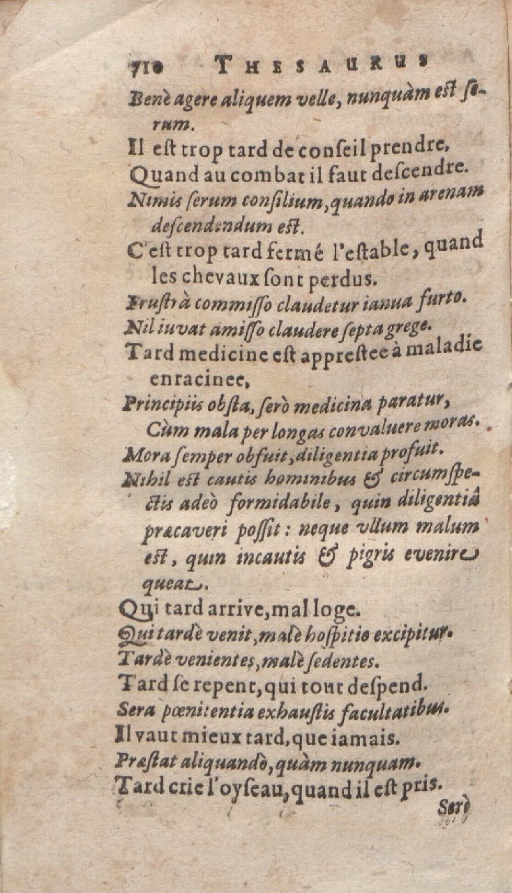 1612 - Dominicus Custos - Trésor des proverbes français  - Bibliopol-Olomuc