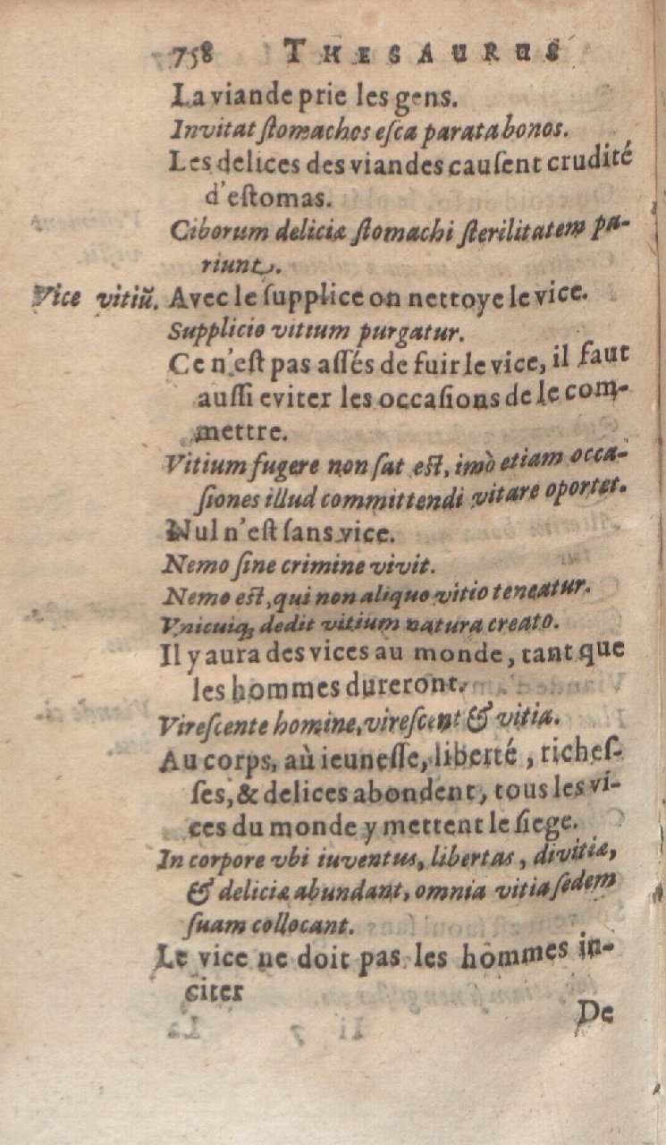 1612 - Dominicus Custos - Trésor des proverbes français  - Bibliopol-Olomuc