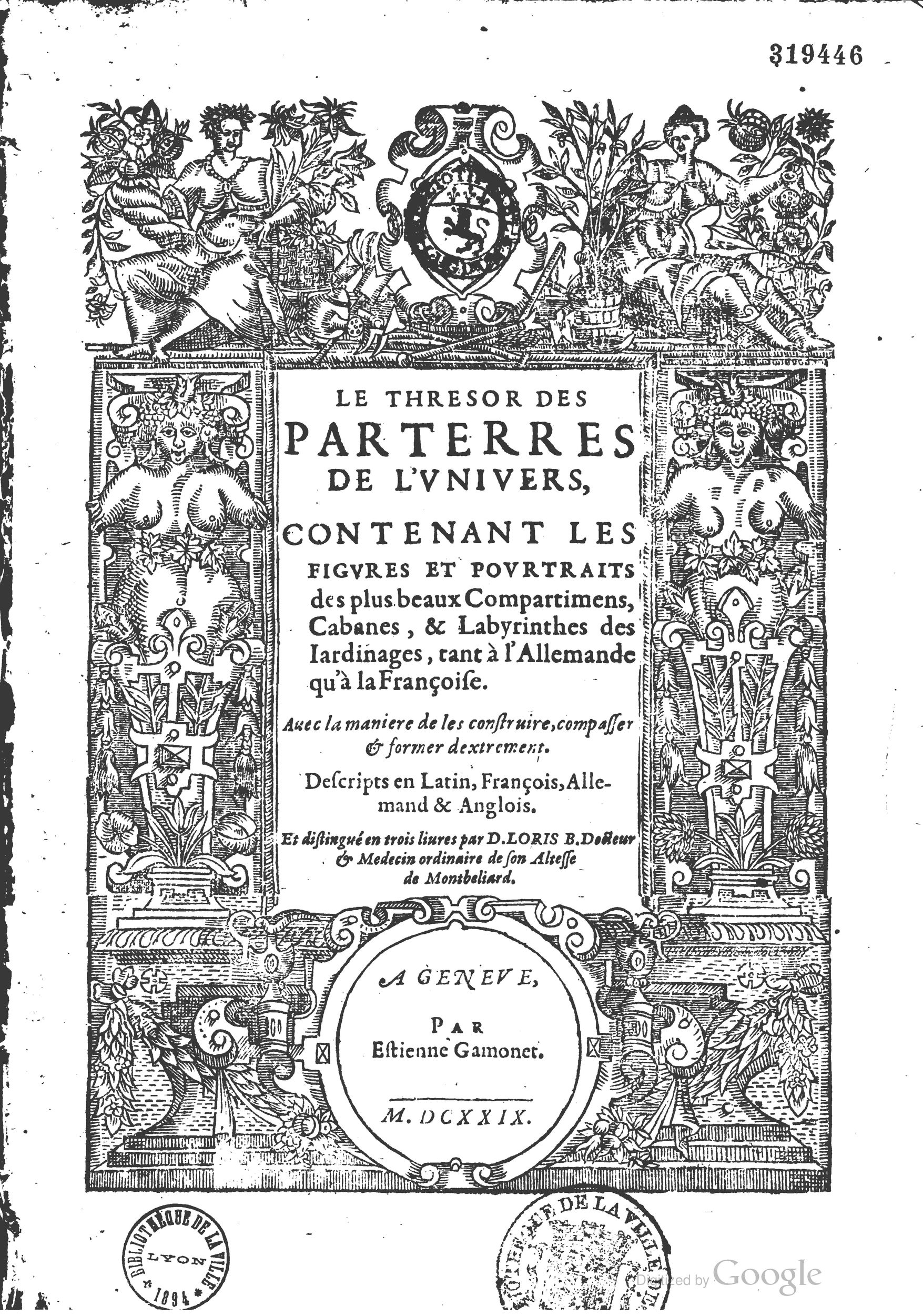 1629 - Étienne Gamonet - Trésor des parterres de l’univers - BM Lyon