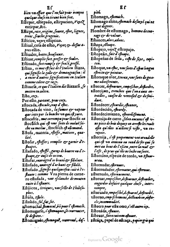 1621 - Adrian Tiffaine - Trésor des deux langues espagnole et française - BM Lyon