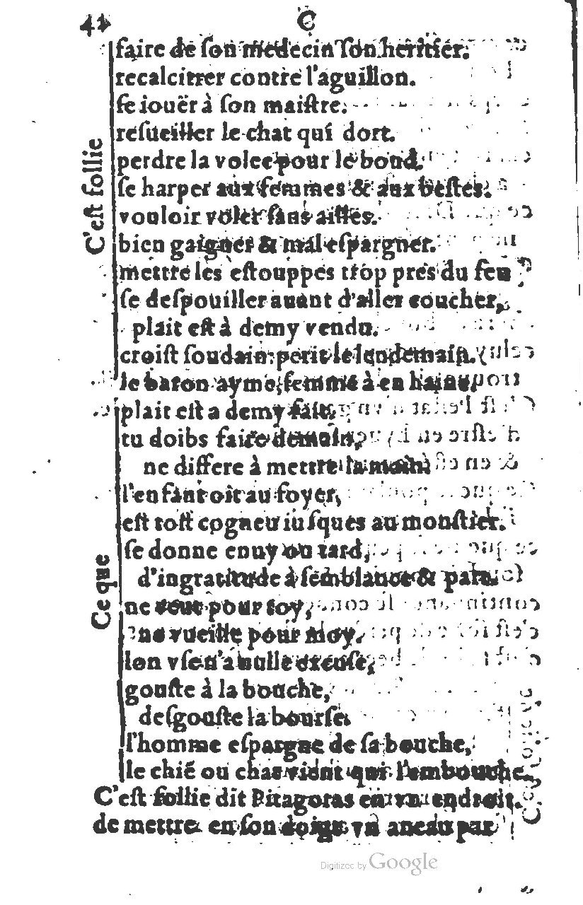 1581 - Nicolas Bonfons  - Trésor des sentences dorées - Princeton