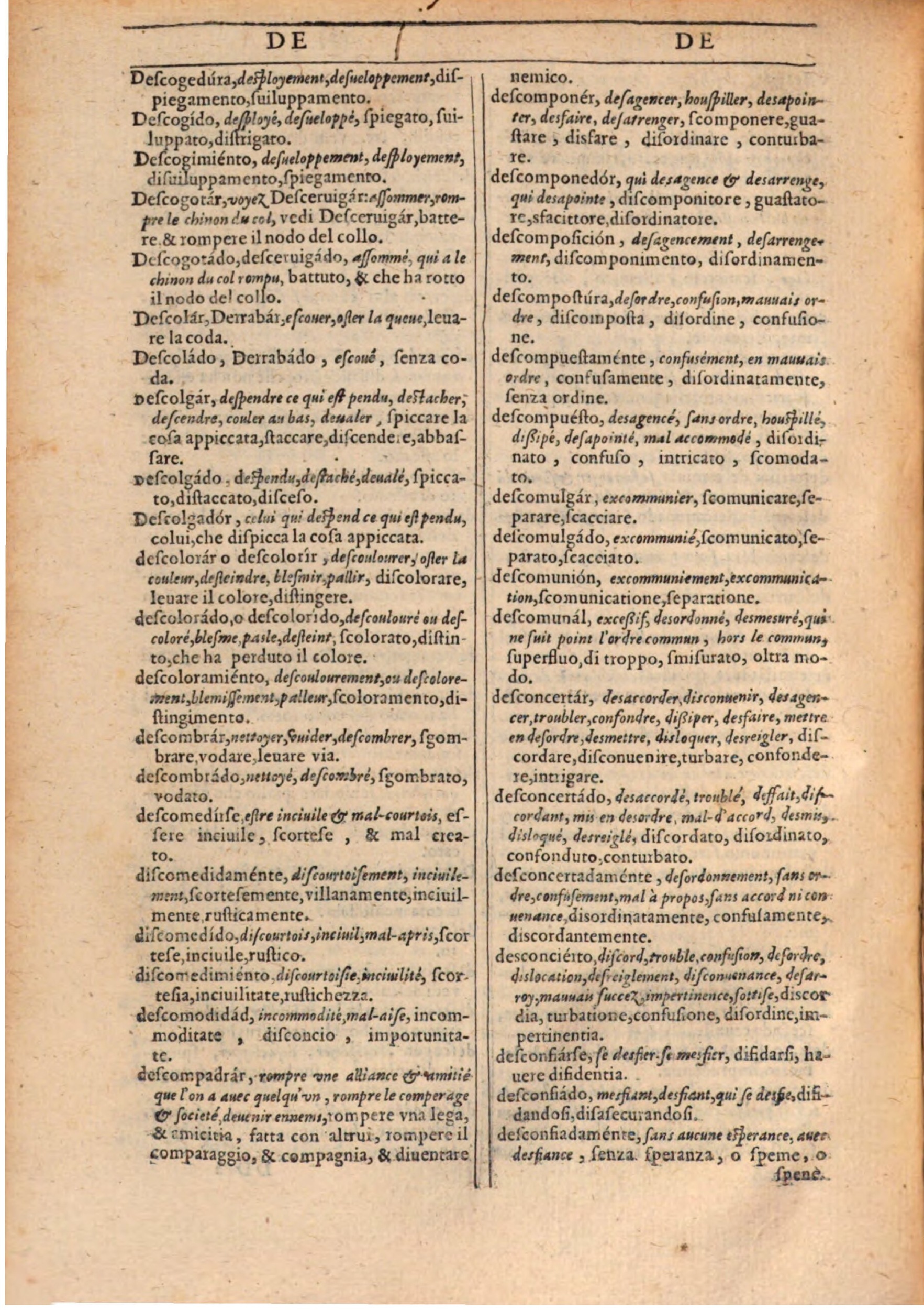 1609 - Philippe Albert et Alexandre Pernet - Trésor des trois langues française, italienne et espagnole (Première partie) - BSB Munich
