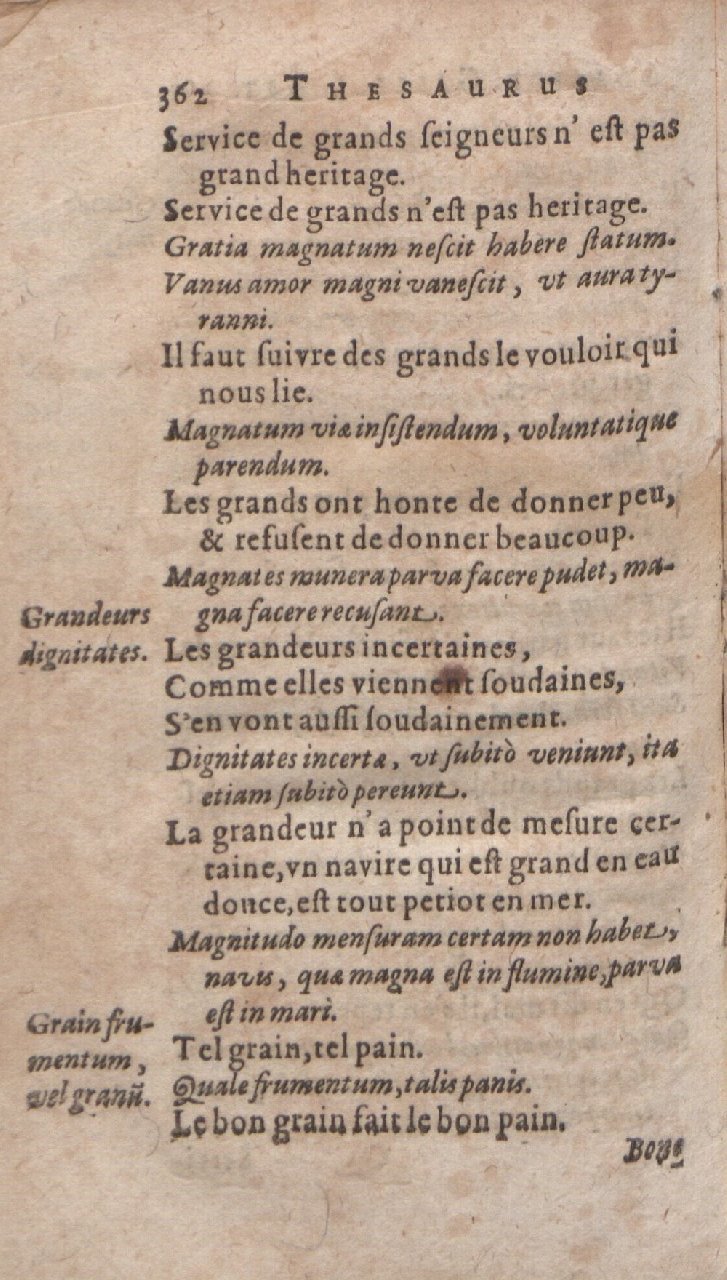 1612 - Dominicus Custos - Trésor des proverbes français  - Bibliopol-Olomuc