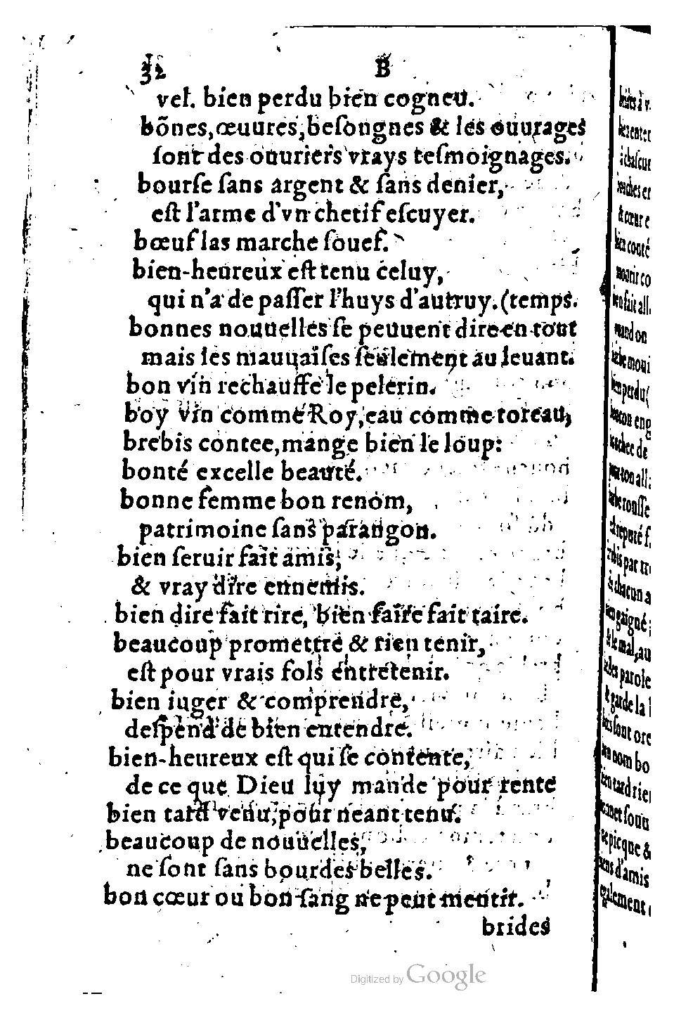 1582 - Nicolas Bonfons - Trésor des sentences dorées - BM Lyon