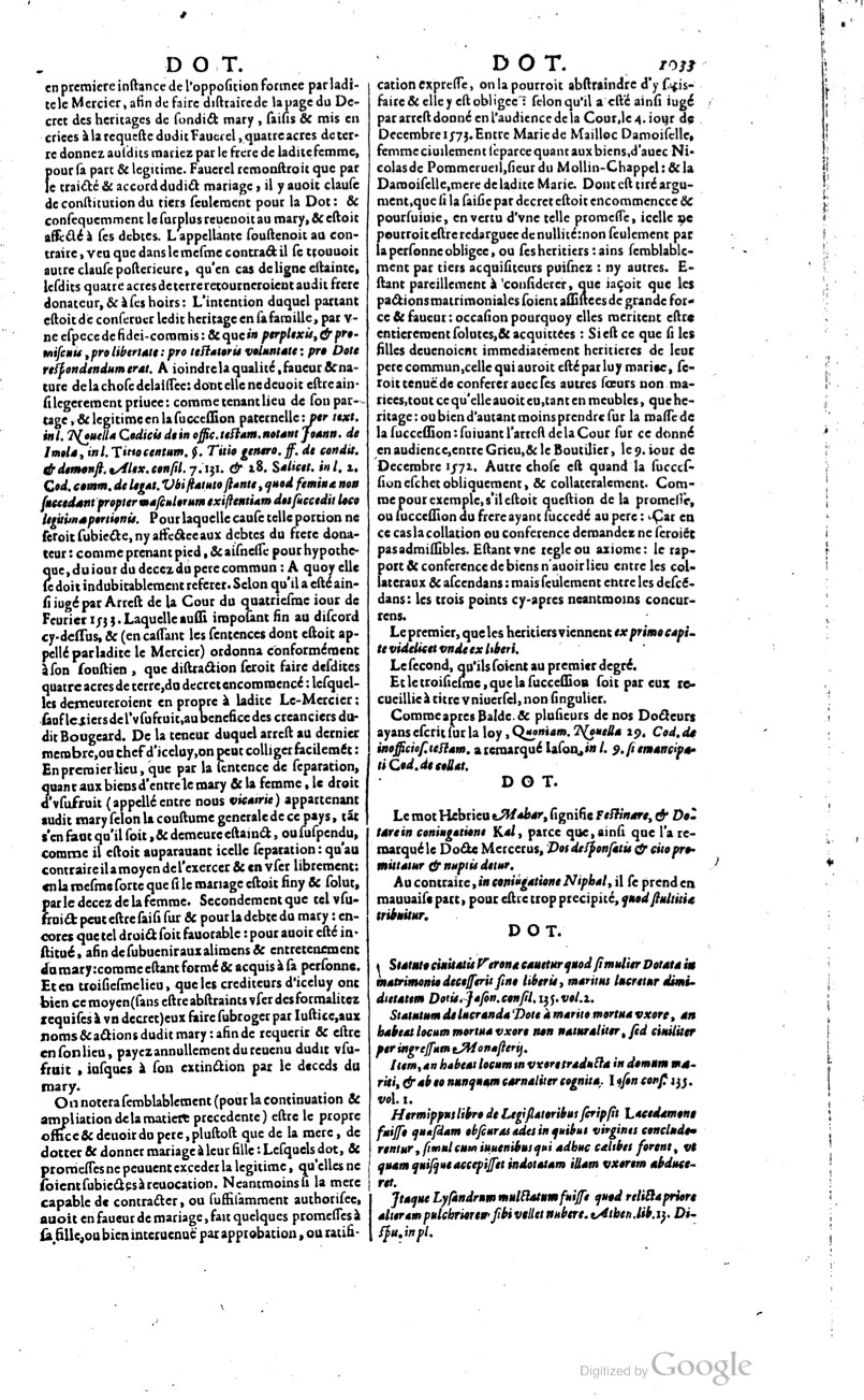 1629 - Veuve Nicolas Buon - Trésor du droit français (21754 T. 1) - BM Lyon