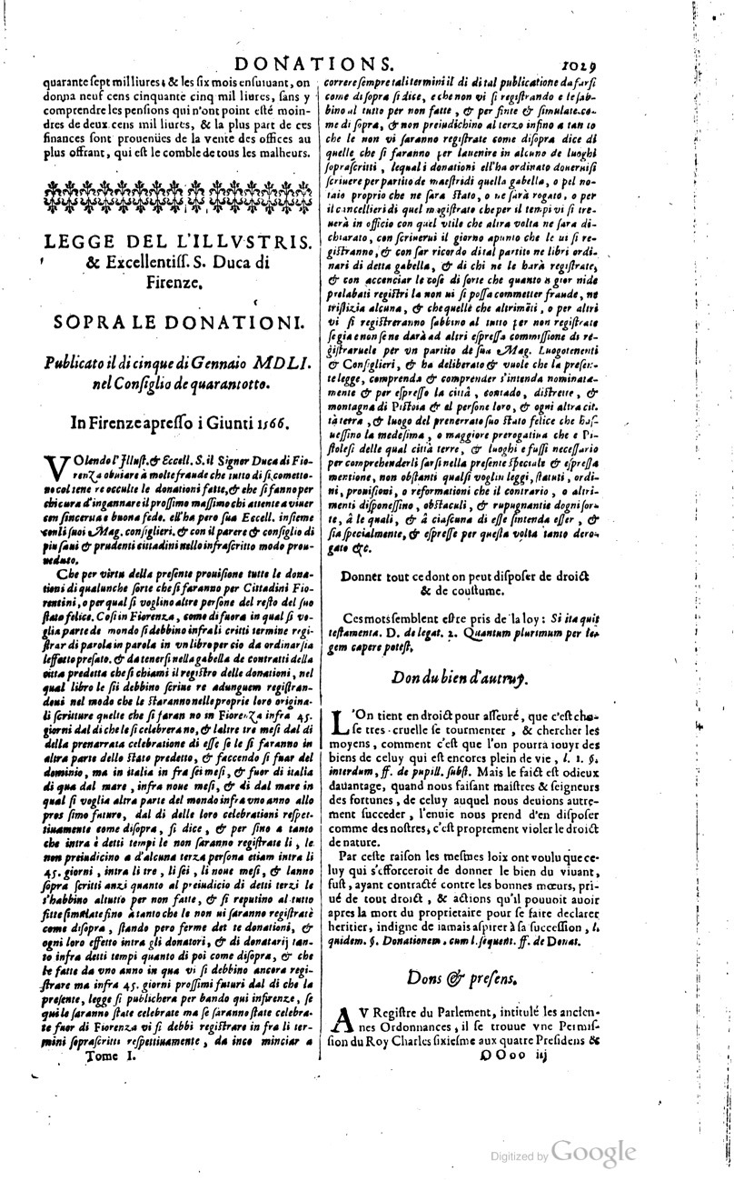 1629 - Veuve Nicolas Buon - Trésor du droit français (21754 T. 1) - BM Lyon