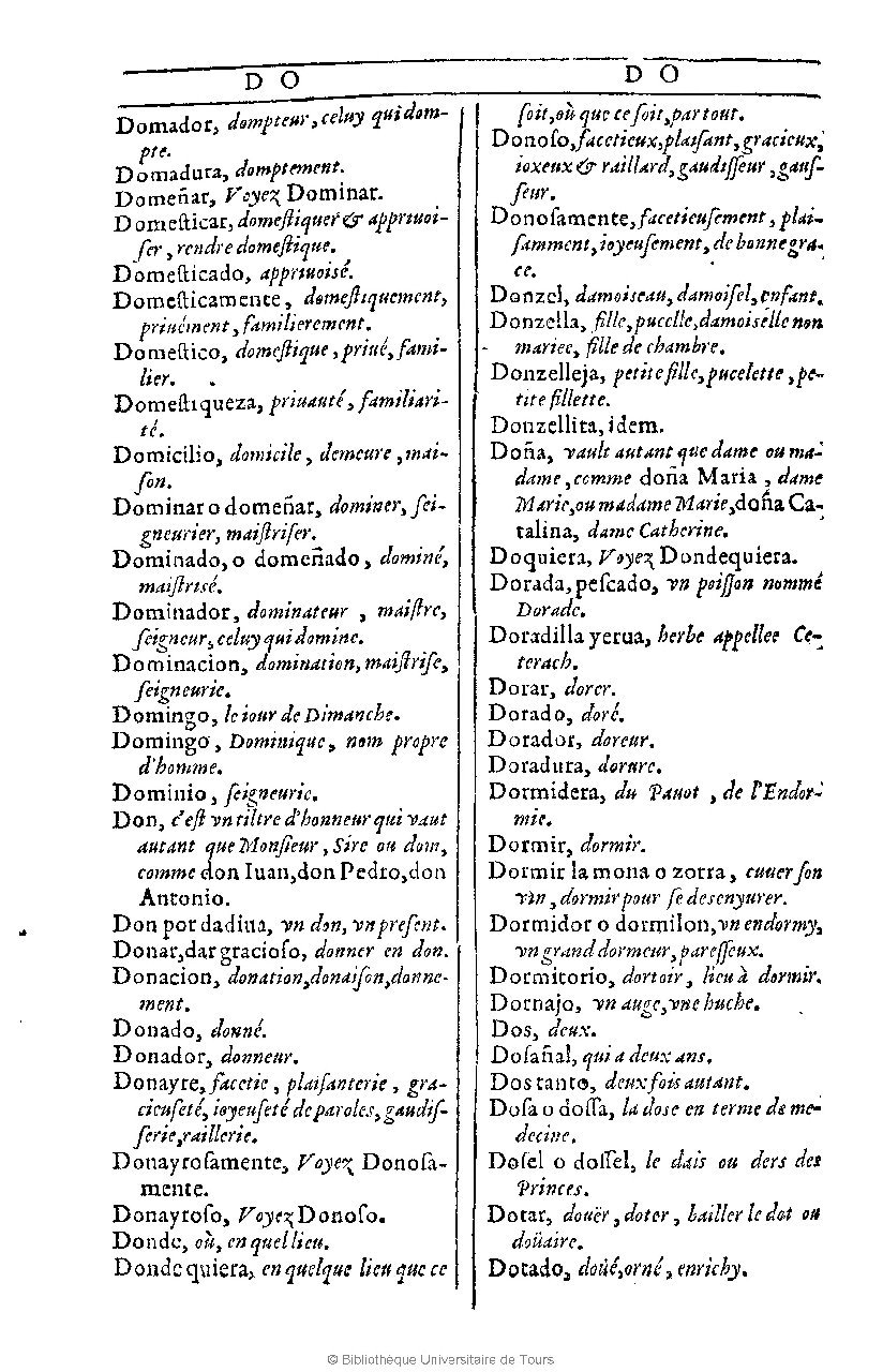 1607 - Marc Orry - Trésor des deux langues espagnole et française (Première et Seconde parties) - BU Tours