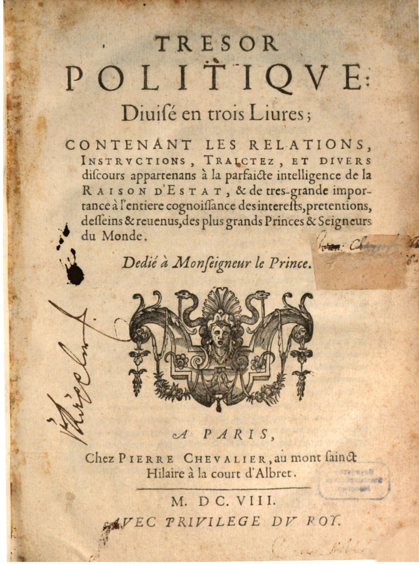 1608 - Pierre Chevalier - Trésor politique - BSB Munich 1608 - Pierre Chevalier - Trésor politique - BSB Munich