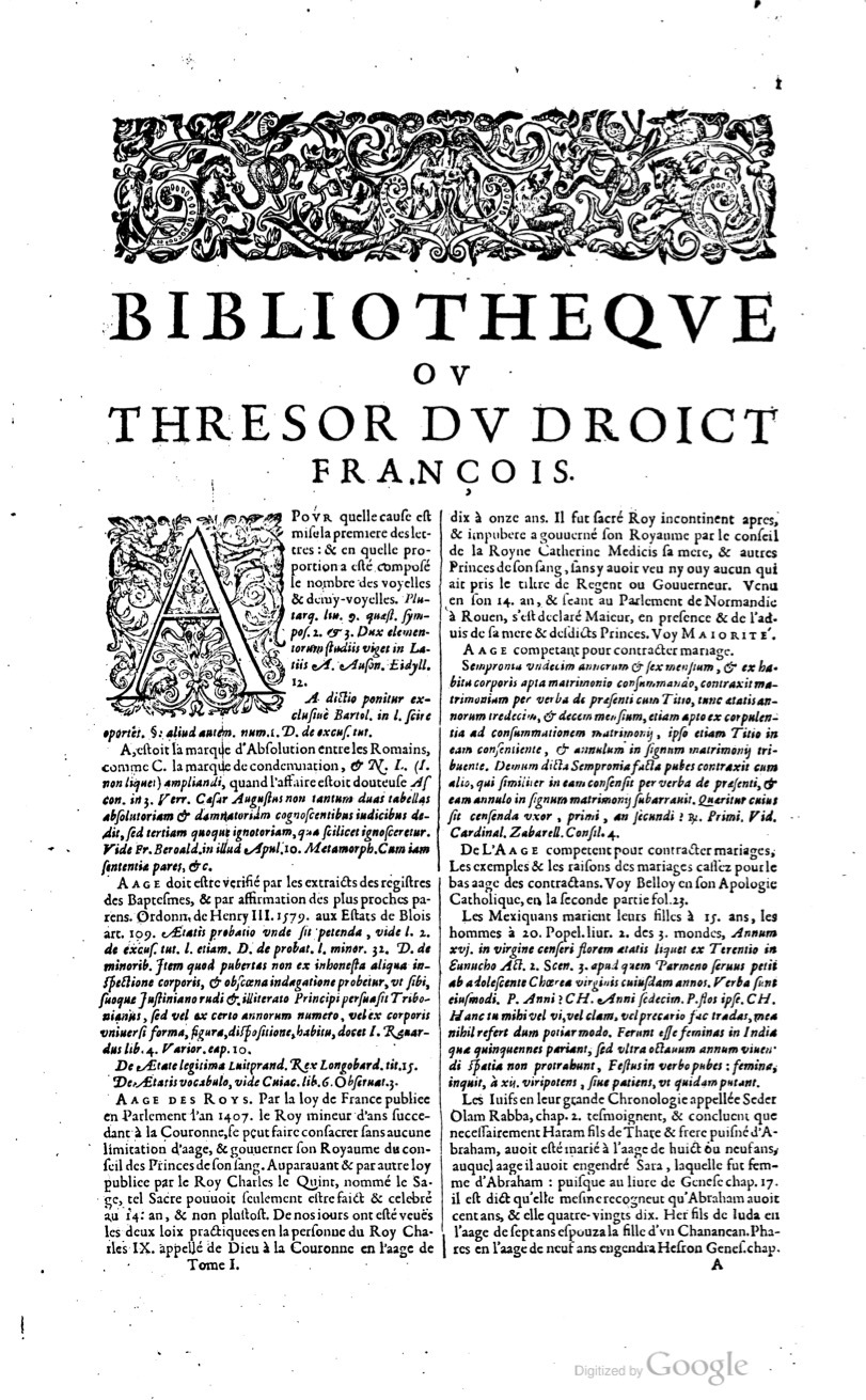 1629 - Veuve Nicolas Buon - Trésor du droit français (29620 T. 1) - BM Lyon