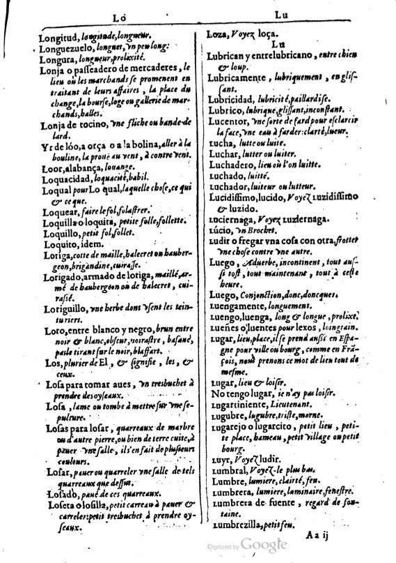 1616 - Veuve Marc Orry - Trésor des deux langues espagnole et française (Première et Seconde parties) - BM Lyon