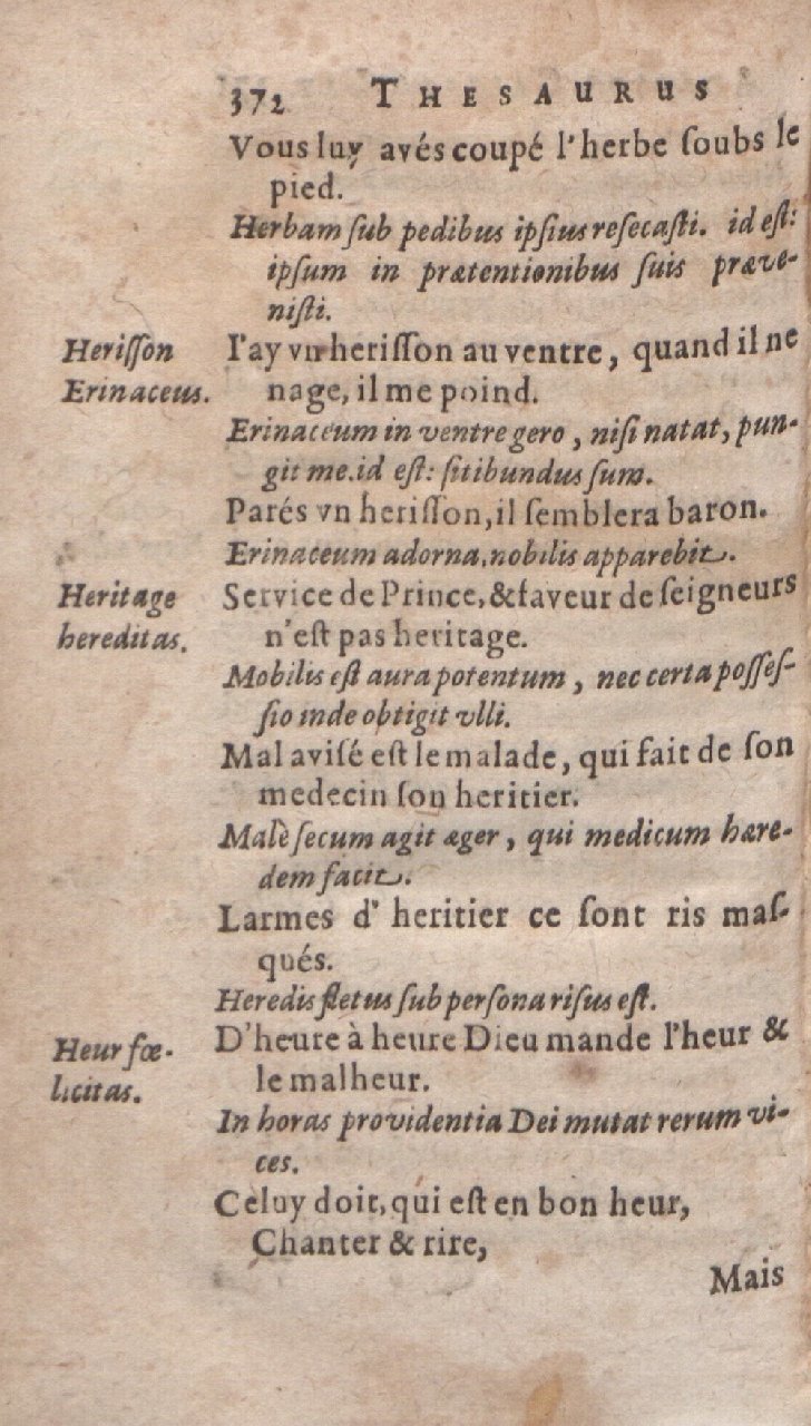1612 - Dominicus Custos - Trésor des proverbes français  - Bibliopol-Olomuc