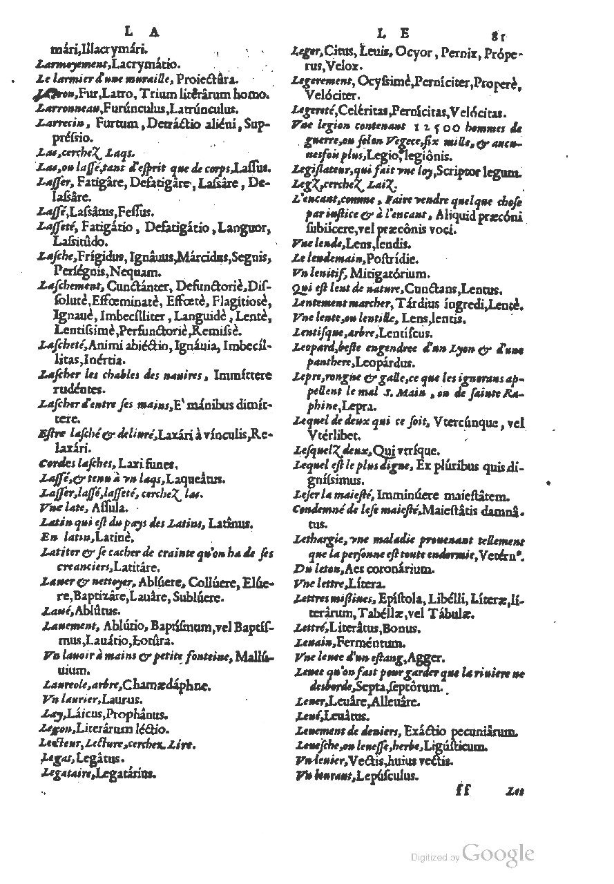 1558 - Guillaume Rouillé - Trésor des mots et traits français - BSB Munich