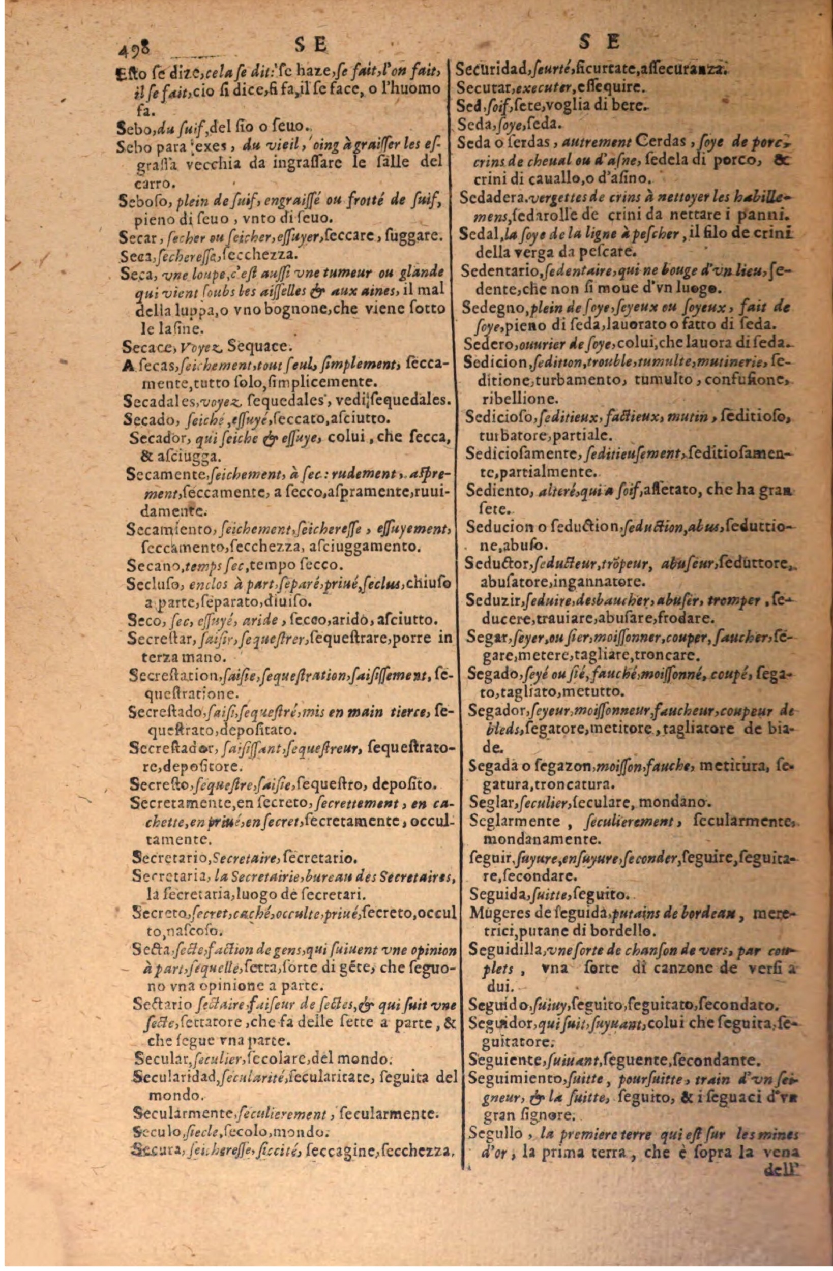 1606 - Samuel Crespin - Thresor des trois langues, francoise, italiene et espagnolle - BSB Munich