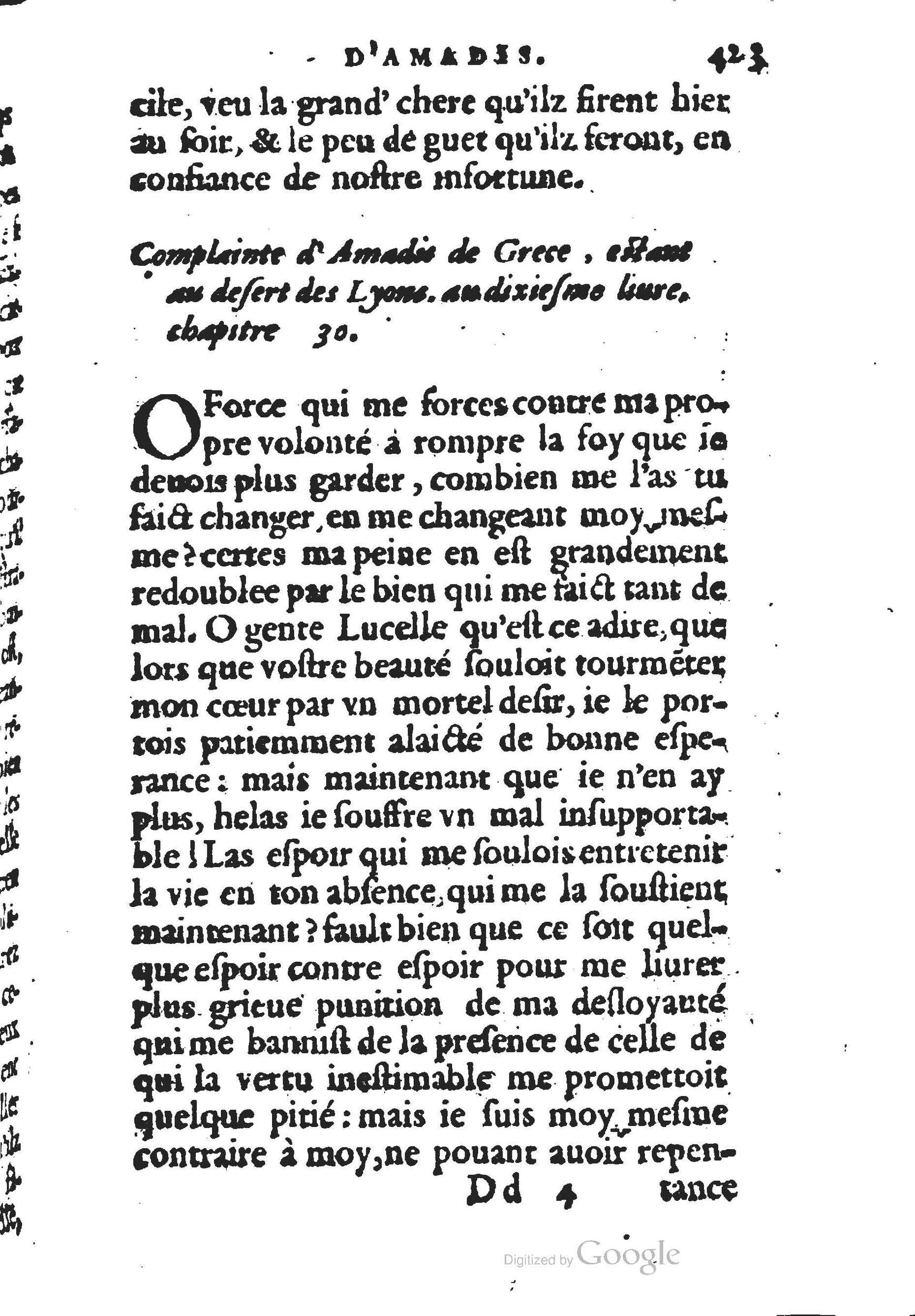 1560 - Jean d’Ogerolles et Gabriel Cotier Lyon - Trésor des Amadis - BSB Munich