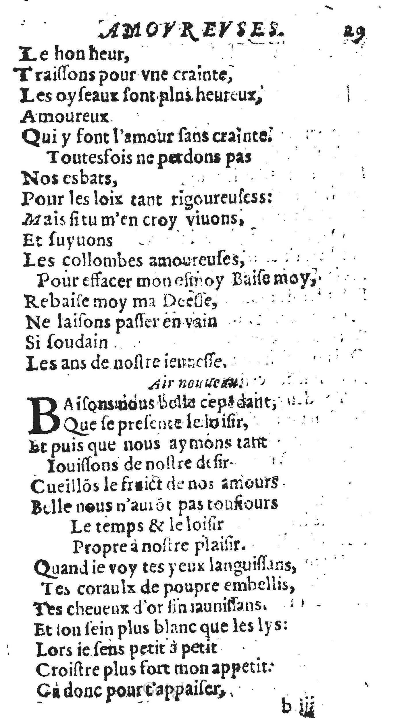 1606 - Théodore Reinsart - Trésor des chansons amoureuses recueillies des plus excellents airs de cour - Livre II - NK ČR Prague