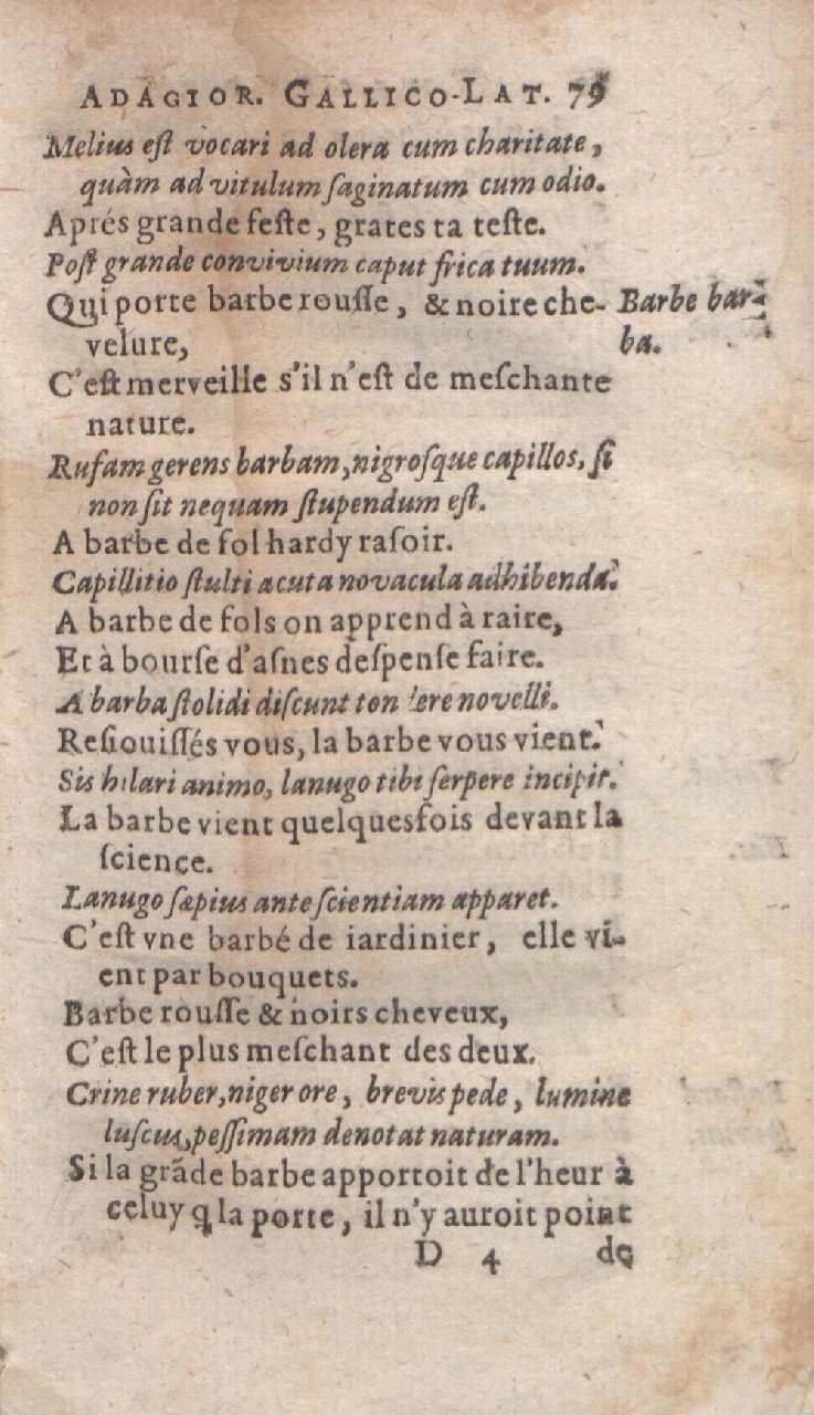 1612 - Dominicus Custos - Trésor des proverbes français  - Bibliopol-Olomuc