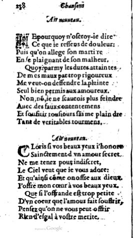 1623 - Jacques Cailloüé - Trésor ou recueil des chansons amoureuses - British Library