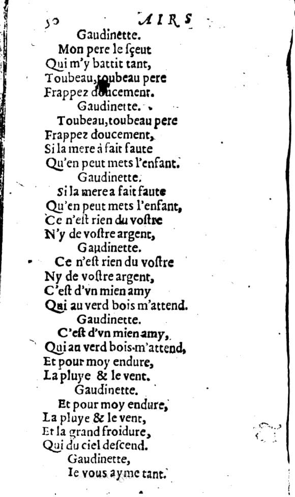 1606 - Théodore Reinsart - Trésor des chansons amoureuses recueillies des plus excellents airs de cour - Livre I - NK ČR Prague