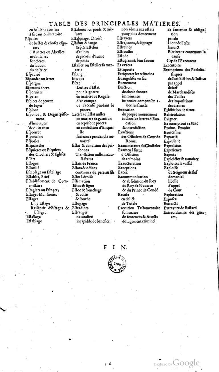 1629 - Veuve Nicolas Buon - Trésor du droit français (21754 T. 1) - BM Lyon
