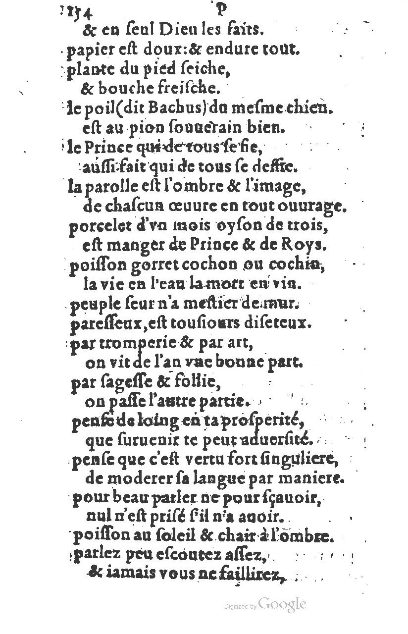 1581 - Nicolas Bonfons  - Trésor des sentences dorées - Princeton