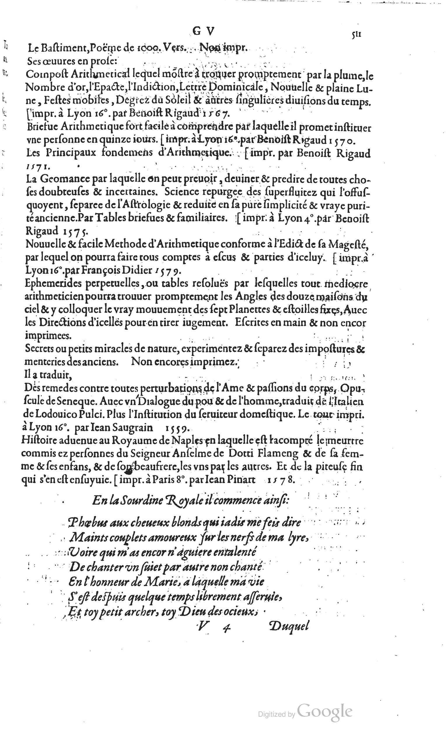 1585 - Barthélemy Honorat - Bibliothèques françaises - BSB Munich