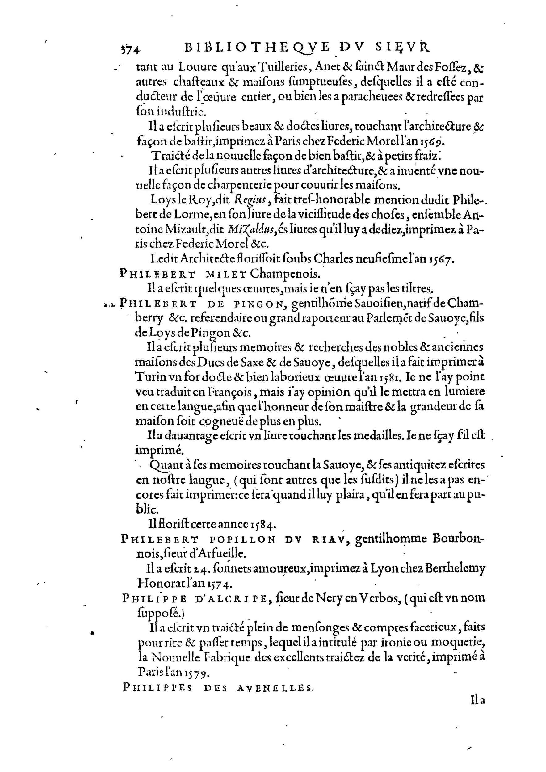 1584 - Abel L&#039;Angelier - Bibliothèques françaises - BnF